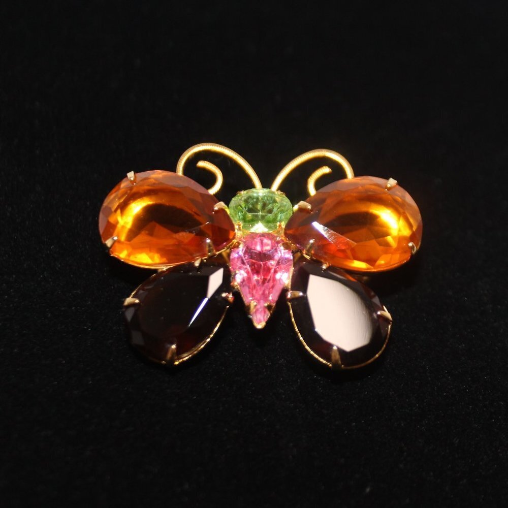 Joan Rivers Vintage Rhinestone Brooch Pin Butterfly - Picture 7 of 11